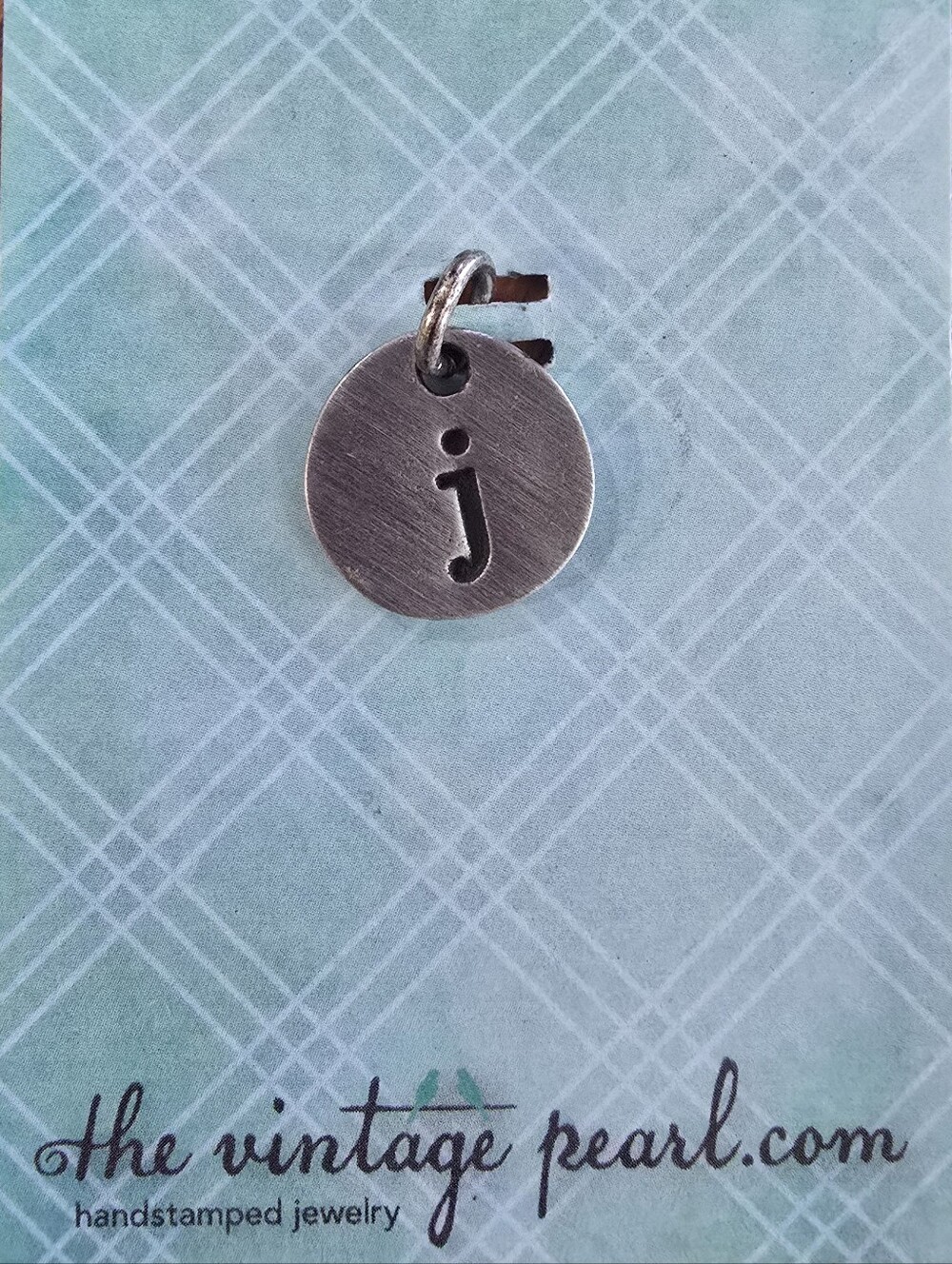 Handstamped Silver 'J'  Initial Charm Pendant